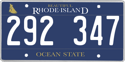 RI license plate 292347