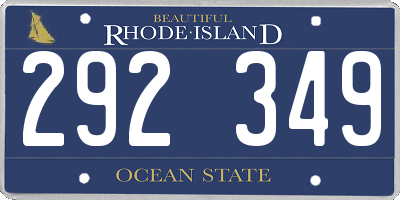RI license plate 292349