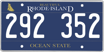 RI license plate 292352