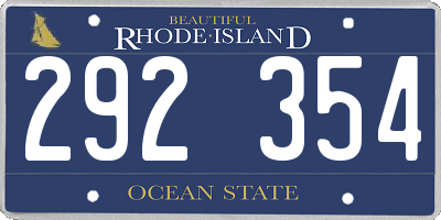 RI license plate 292354