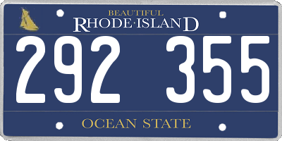 RI license plate 292355