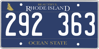 RI license plate 292363