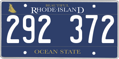 RI license plate 292372