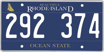 RI license plate 292374