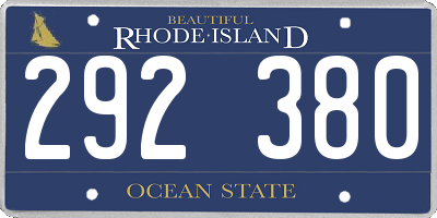 RI license plate 292380