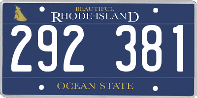RI license plate 292381