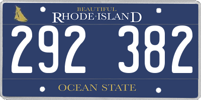 RI license plate 292382