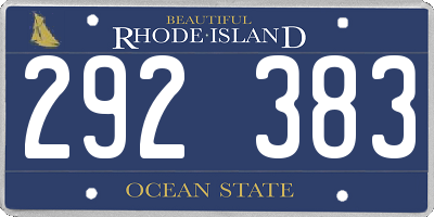 RI license plate 292383