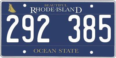 RI license plate 292385