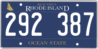 RI license plate 292387
