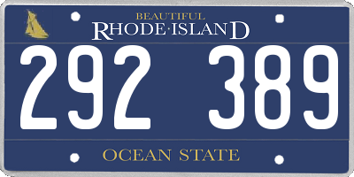 RI license plate 292389