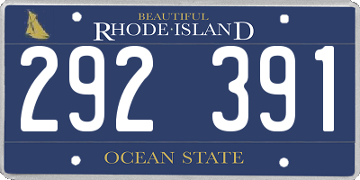 RI license plate 292391