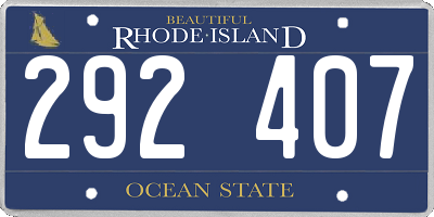 RI license plate 292407