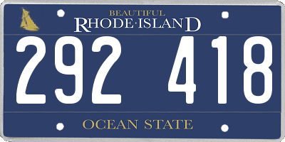 RI license plate 292418