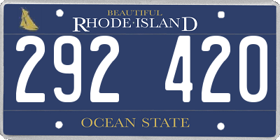 RI license plate 292420
