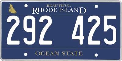 RI license plate 292425
