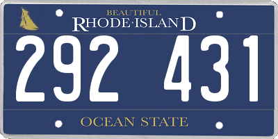 RI license plate 292431