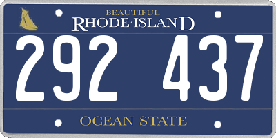 RI license plate 292437