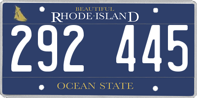 RI license plate 292445