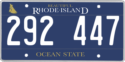 RI license plate 292447