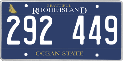 RI license plate 292449