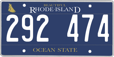 RI license plate 292474