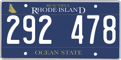 RI license plate 292478