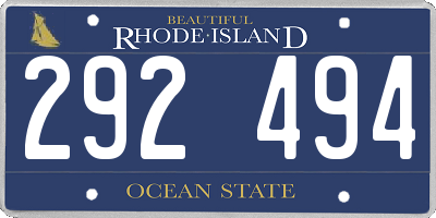 RI license plate 292494