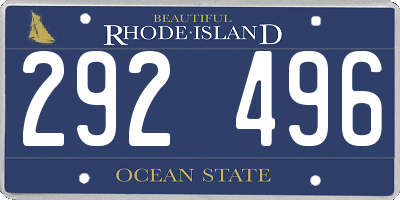 RI license plate 292496