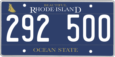 RI license plate 292500