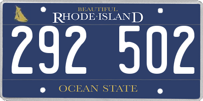 RI license plate 292502