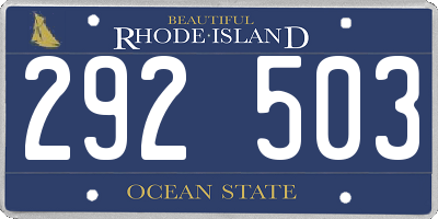RI license plate 292503