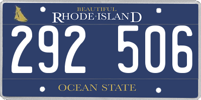 RI license plate 292506