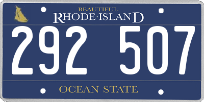 RI license plate 292507