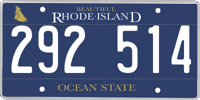 RI license plate 292514