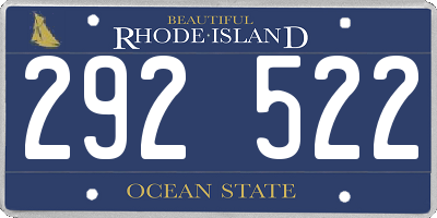 RI license plate 292522
