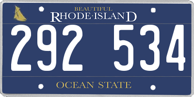 RI license plate 292534