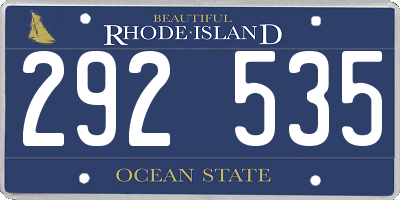 RI license plate 292535