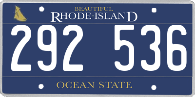 RI license plate 292536