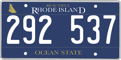 RI license plate 292537