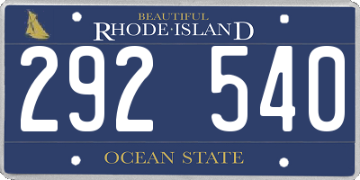 RI license plate 292540