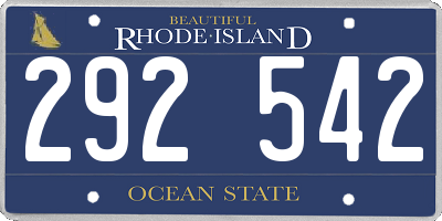 RI license plate 292542
