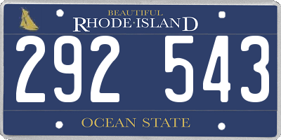 RI license plate 292543