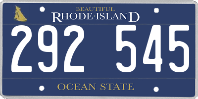 RI license plate 292545