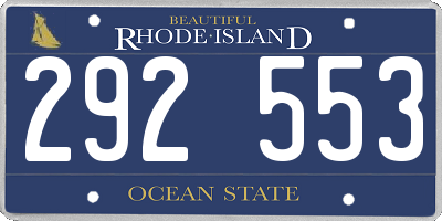 RI license plate 292553