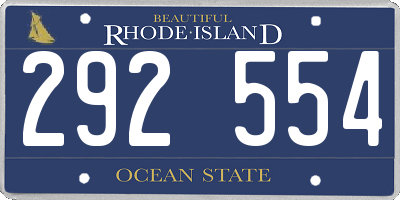 RI license plate 292554