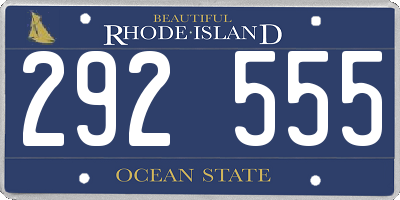 RI license plate 292555
