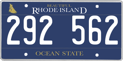 RI license plate 292562