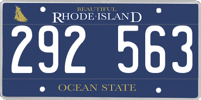 RI license plate 292563