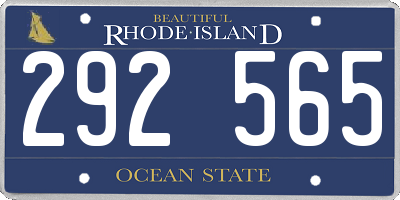 RI license plate 292565